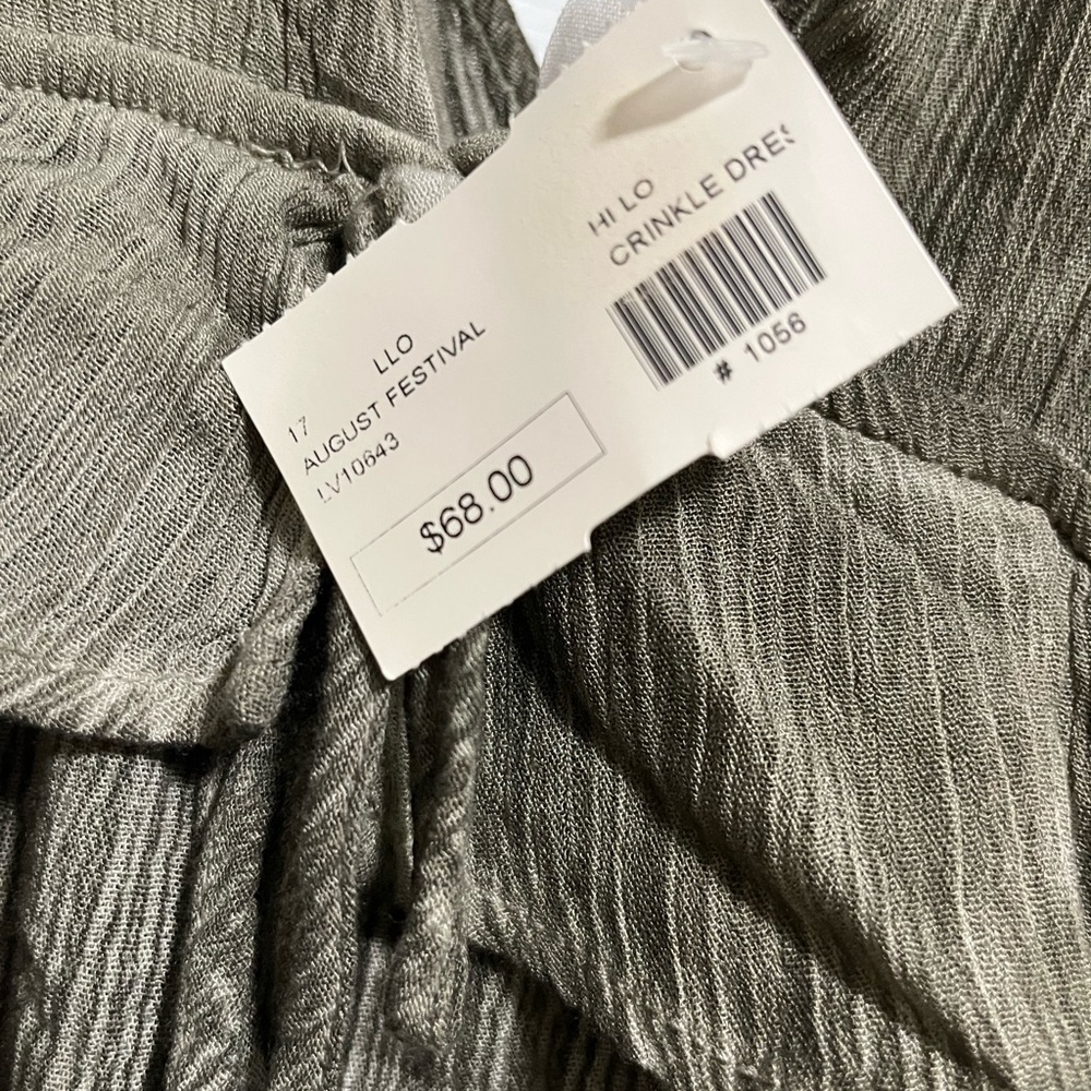 Crinkle Hi-Low Dress Khaki Size L - Picture 3 of 7